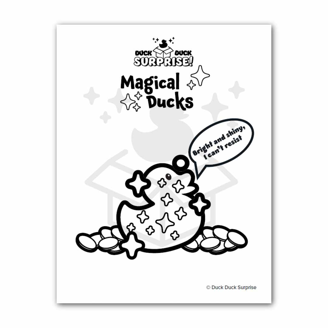 Limited Edition Flock 1 Magical Ducks™ Gideon the Wizar Duck™ Printable Coloring Page (PDF Download)